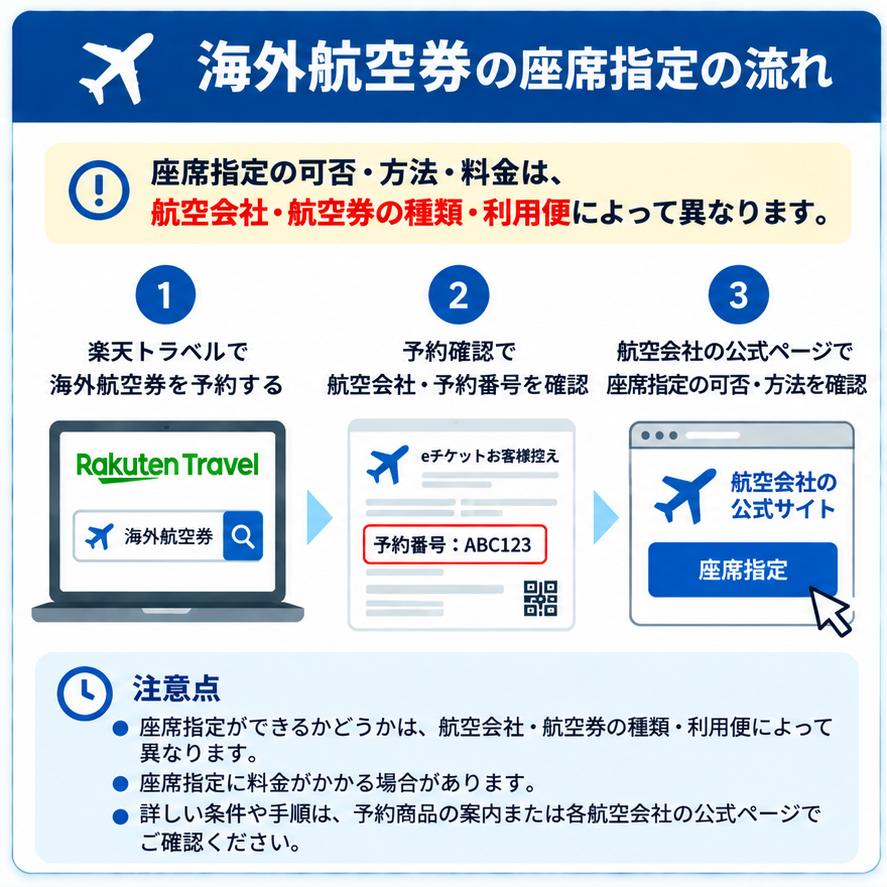 楽天トラベルの海外航空券の座席指定