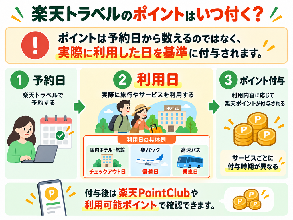 楽天トラベルのポイント付与時期