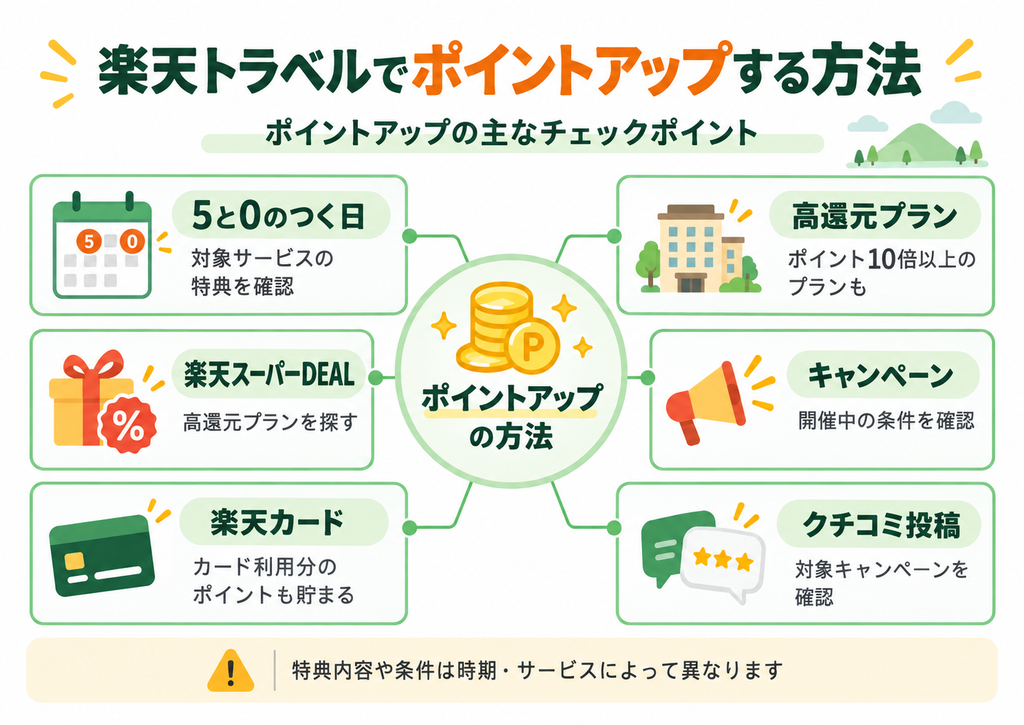 楽天トラベルでポイントアップする方法